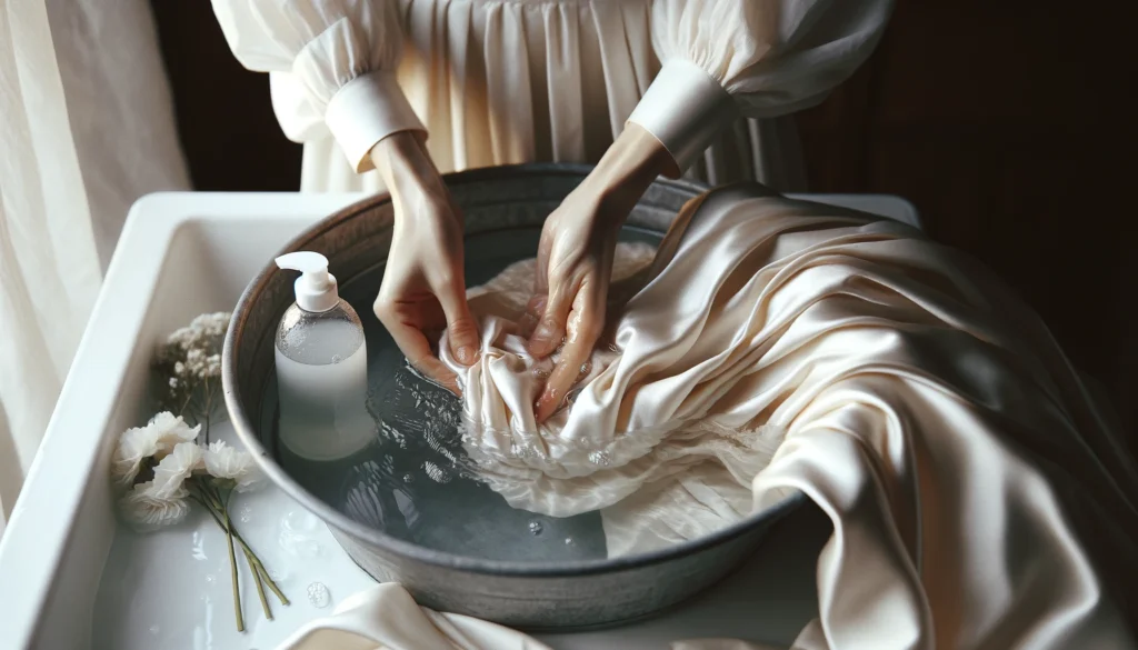 Hand Washing The Satin Dress