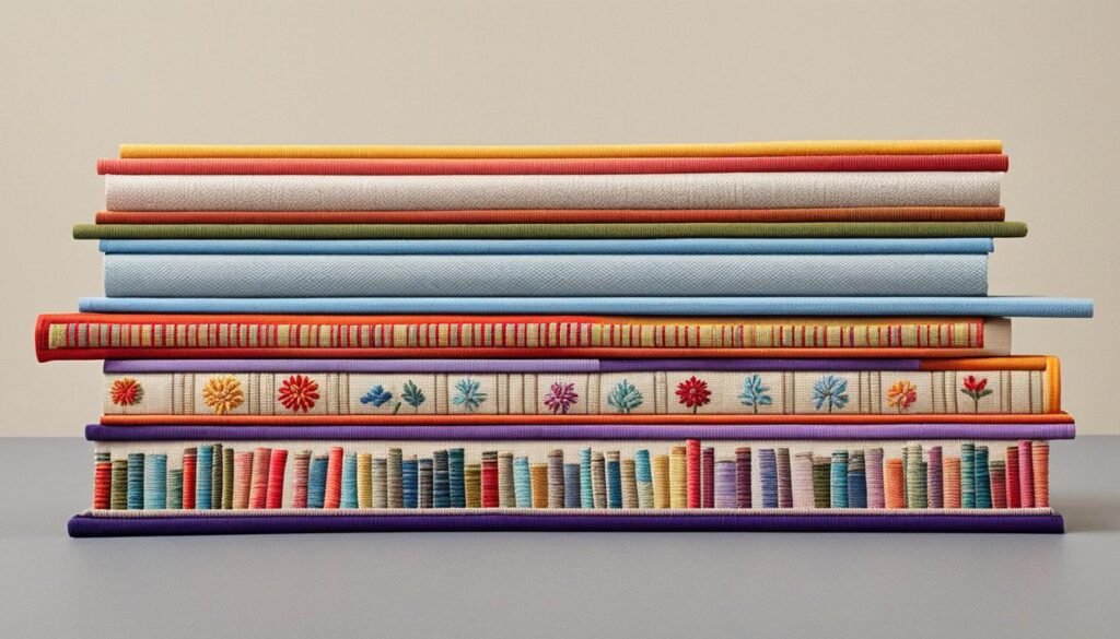 embroidered book spines